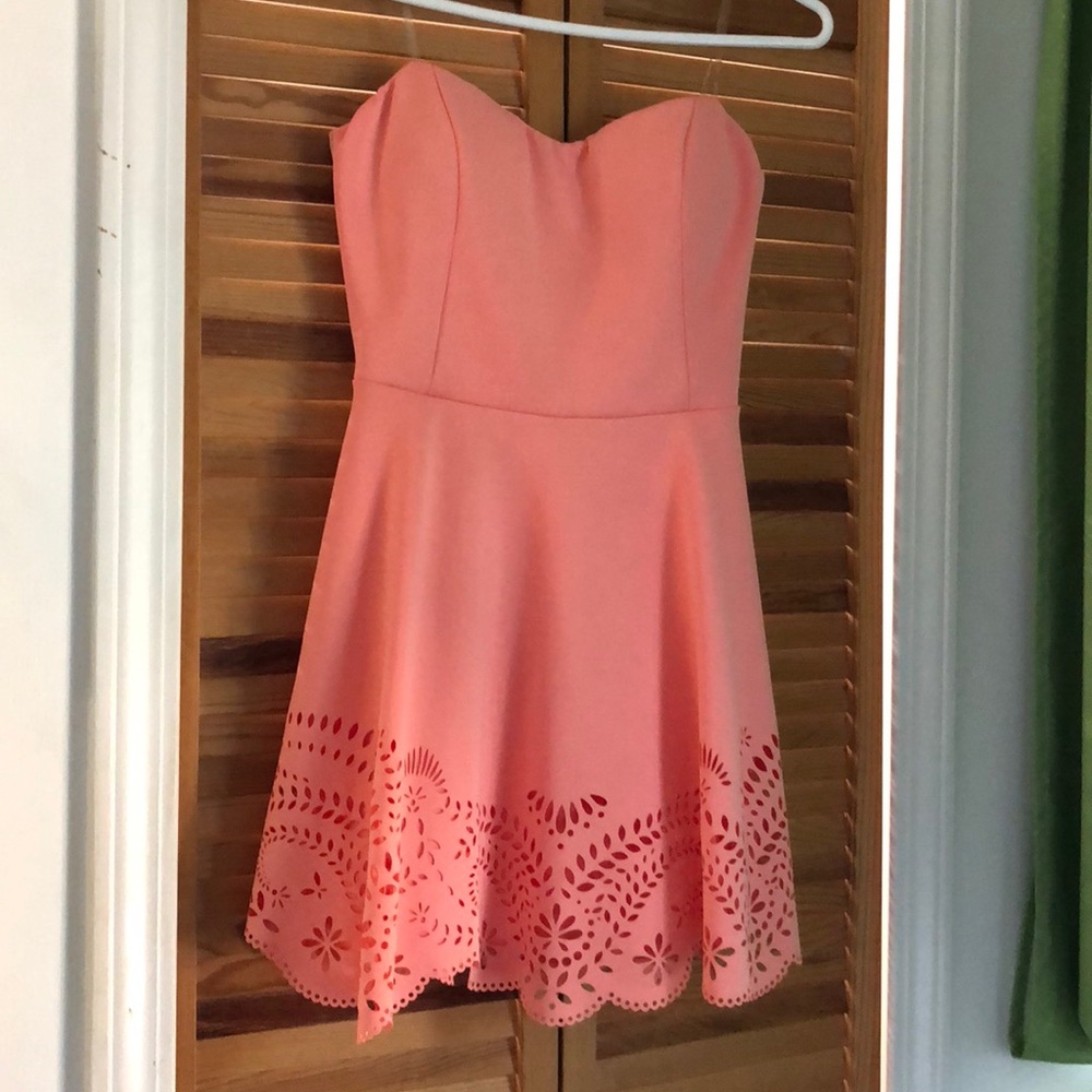 Coral strapless dress